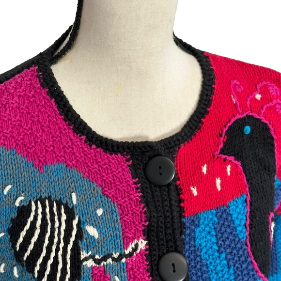 Segrets Sun Prints Sweater L Tribal Animals Vintage - Picture 3 of 11